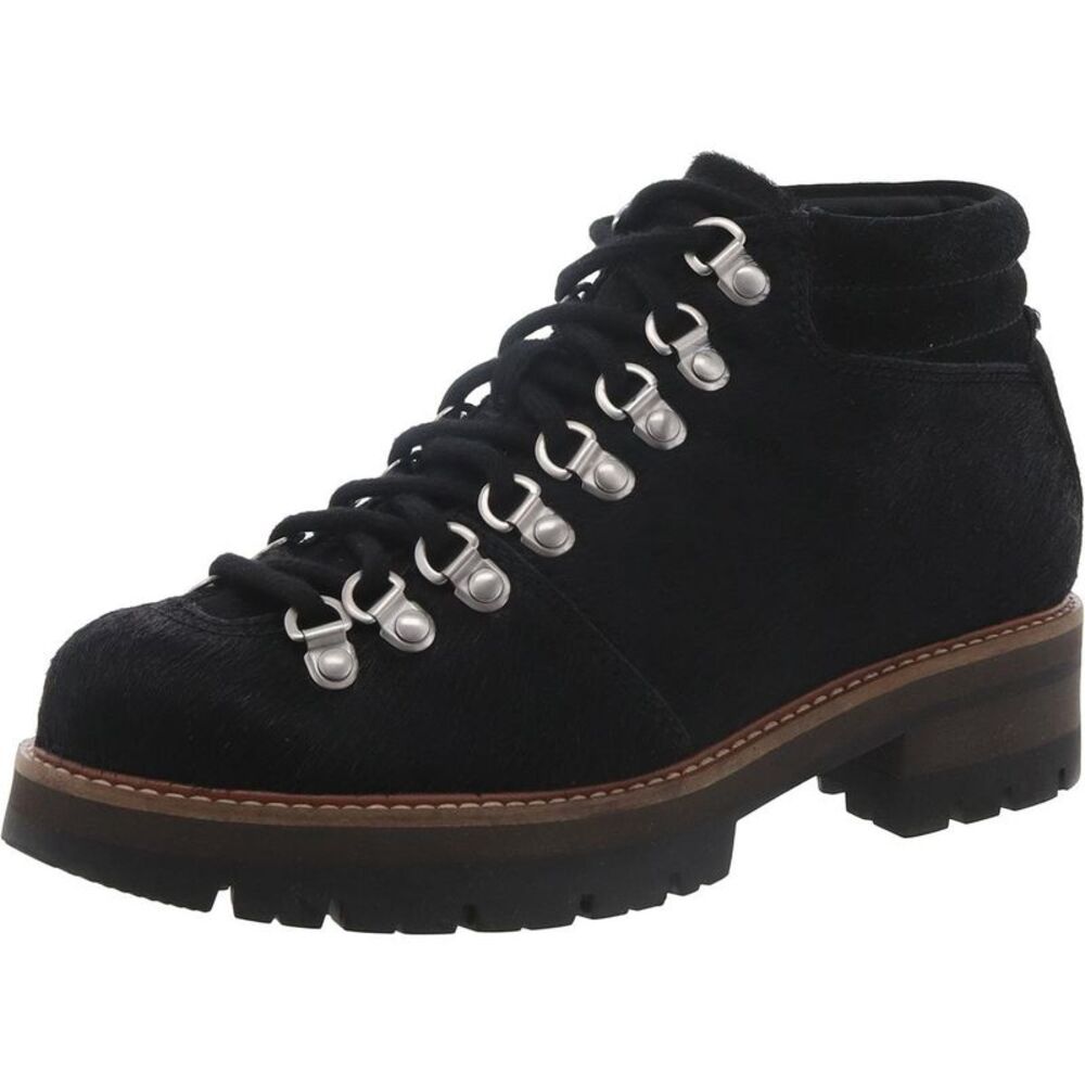 Black Suede Lug Sole Hiking Ankle Boot